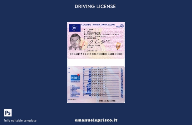 verified style modello di patente di guida irlandese in stile verificato template